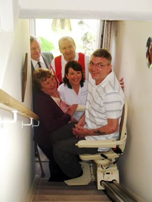 Graham Dale with his stairlift from Castle Comfort Stairlifts